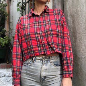 Red vintage crop flannel